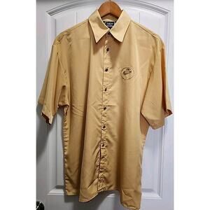 Vtg Saxifon Western Satin Shirt Embroidered Cowboy Hat & Rope Mens Med Yellow